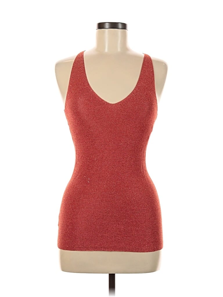 Pre-owned Ann Taylor Sleeveless Top Red Scoop Neck Tops
