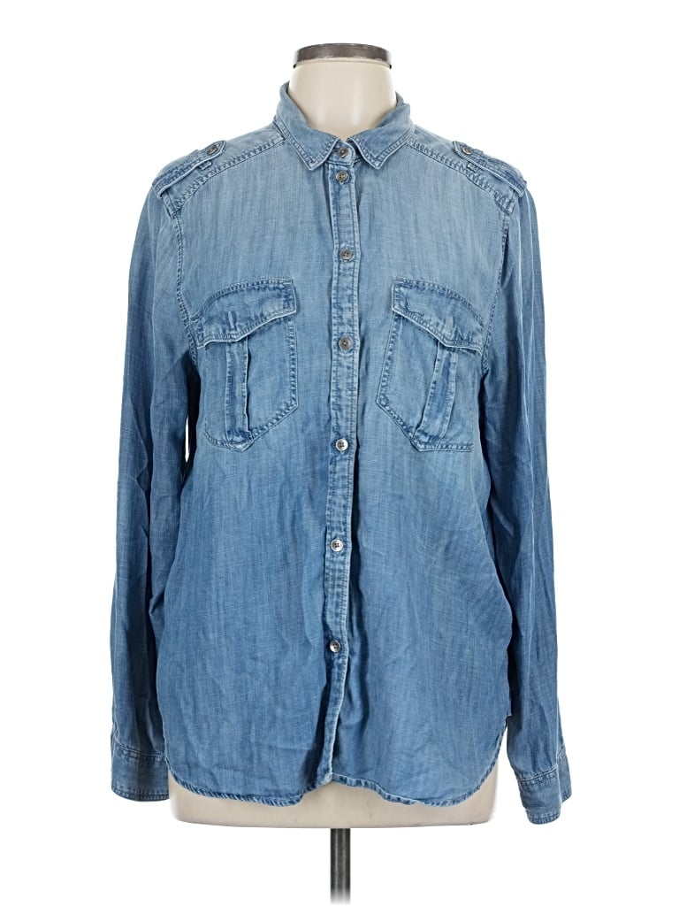 Pre-owned American Eagle Outfitters Long Sleeve Button Down Shirt In Blue