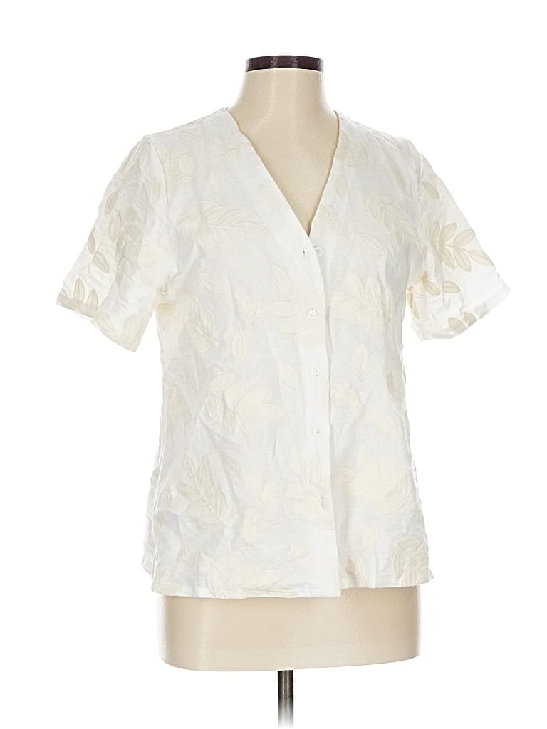 Pre-owned Assorted Brands Short Sleeve Blouse In White