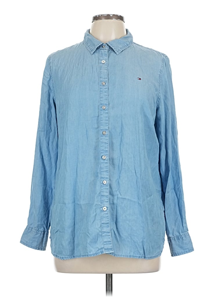 Pre-owned Tommy Hilfiger Long Sleeve Button Down Shirt In Blue