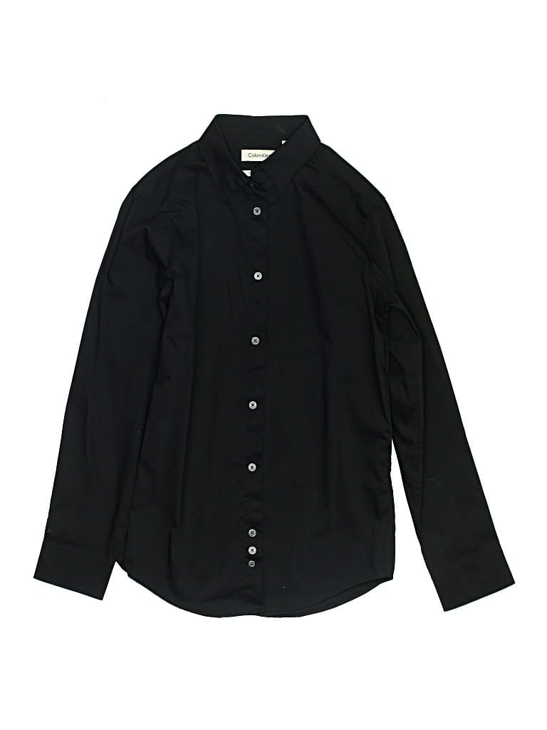 Pre-owned Calvin Klein Kids' Long Sleeve Button Down Shirt In Black