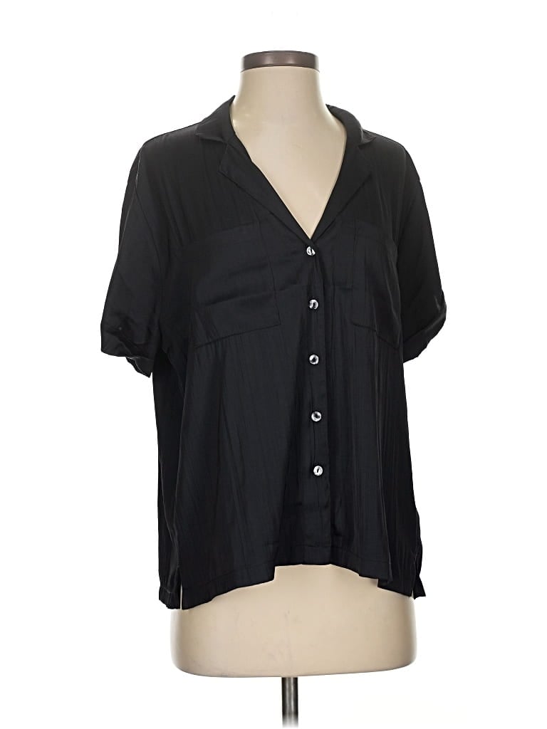 Pre-owned By Anthropologie Short Sleeve Blouse In Black