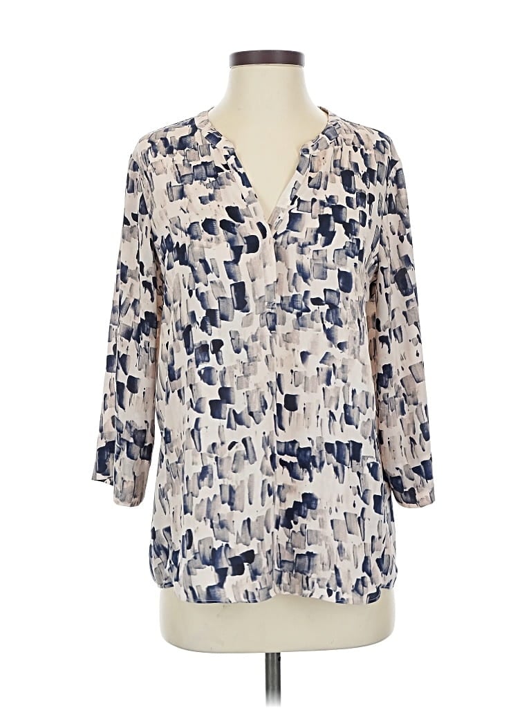 Pre-owned Nic + Zoe 3/4 Sleeve Blouse In Blue