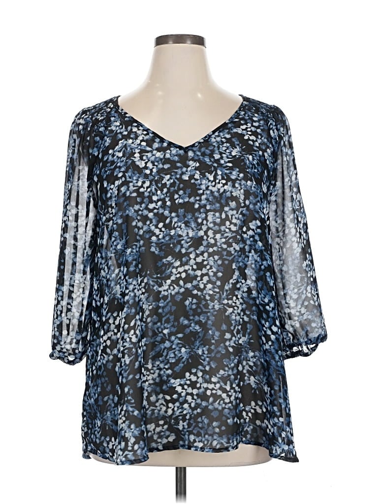 Pre-owned Lane Bryant 3/4 Sleeve Blouse In Blue