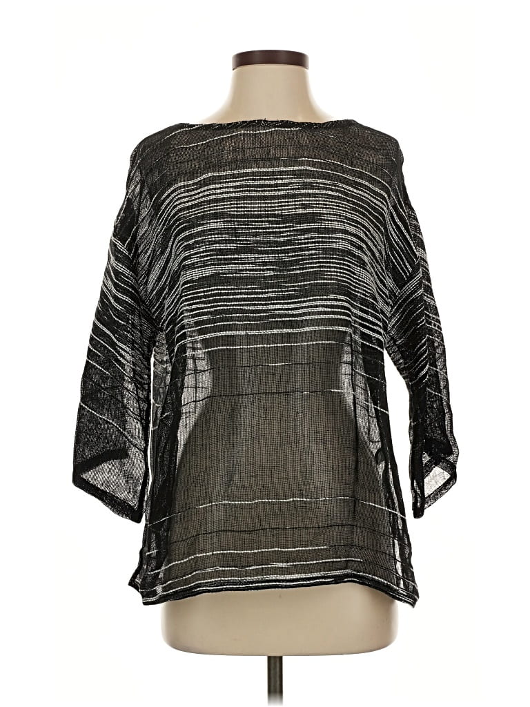 Pre-owned Eileen Fisher 3/4 Sleeve Blouse In Black