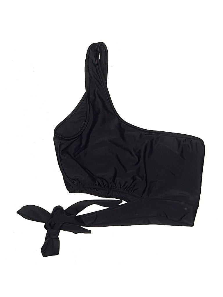 Pre-owned Unbranded Swimsuit Top Black Solid Pattern Swimwear