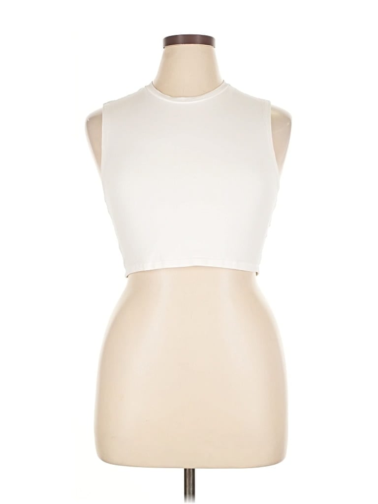 Pre-owned Zara Tank Top Ivory Halter Neckline Tops In White