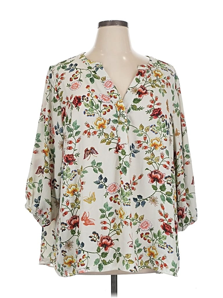 Pre-owned T Tahari 3/4 Sleeve Blouse In White