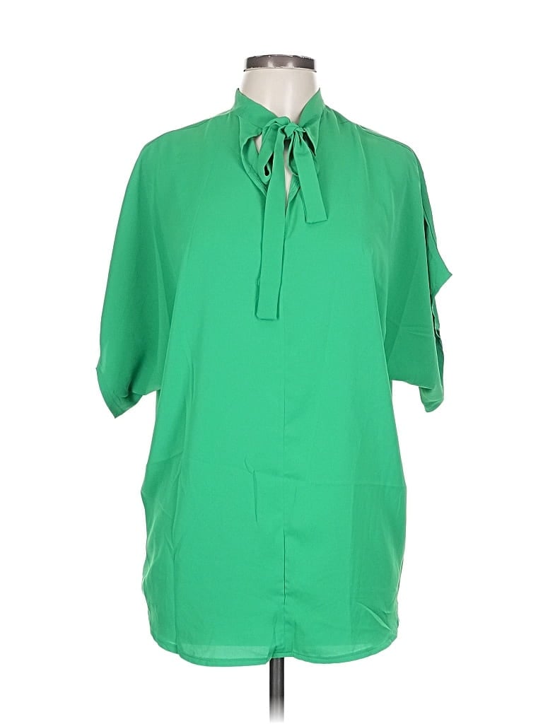 Pre-owned Unbranded Short Sleeve Blouse In Green