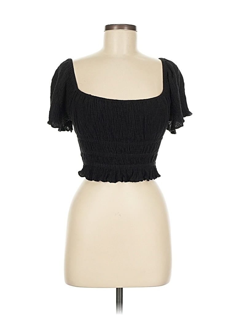 Pre-owned Astr Short Sleeve Top Black Sweetheart Neckline Tops