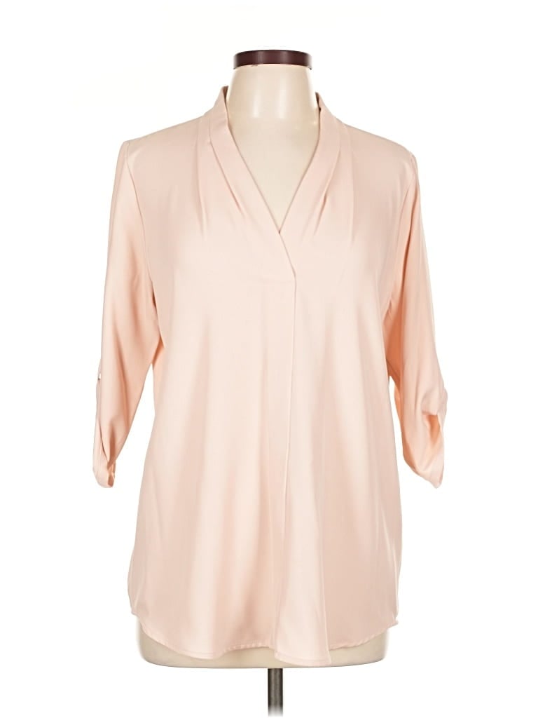 Pre-owned Calvin Klein 3/4 Sleeve Blouse In Pink