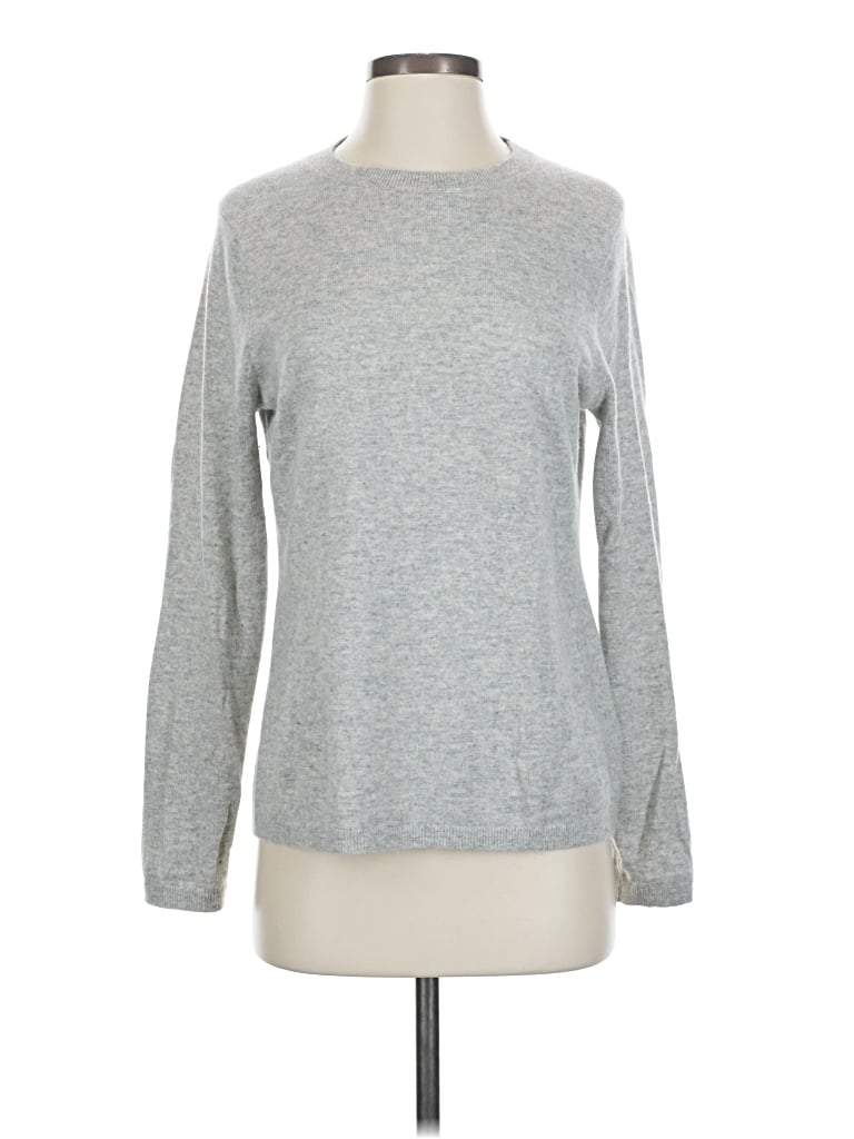 Pre-owned Lands' End Cashmere Pullover Sweater In Silver