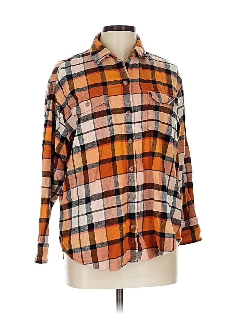 Pre-owned Old Navy Long Sleeve Button Down Shirt In Orange