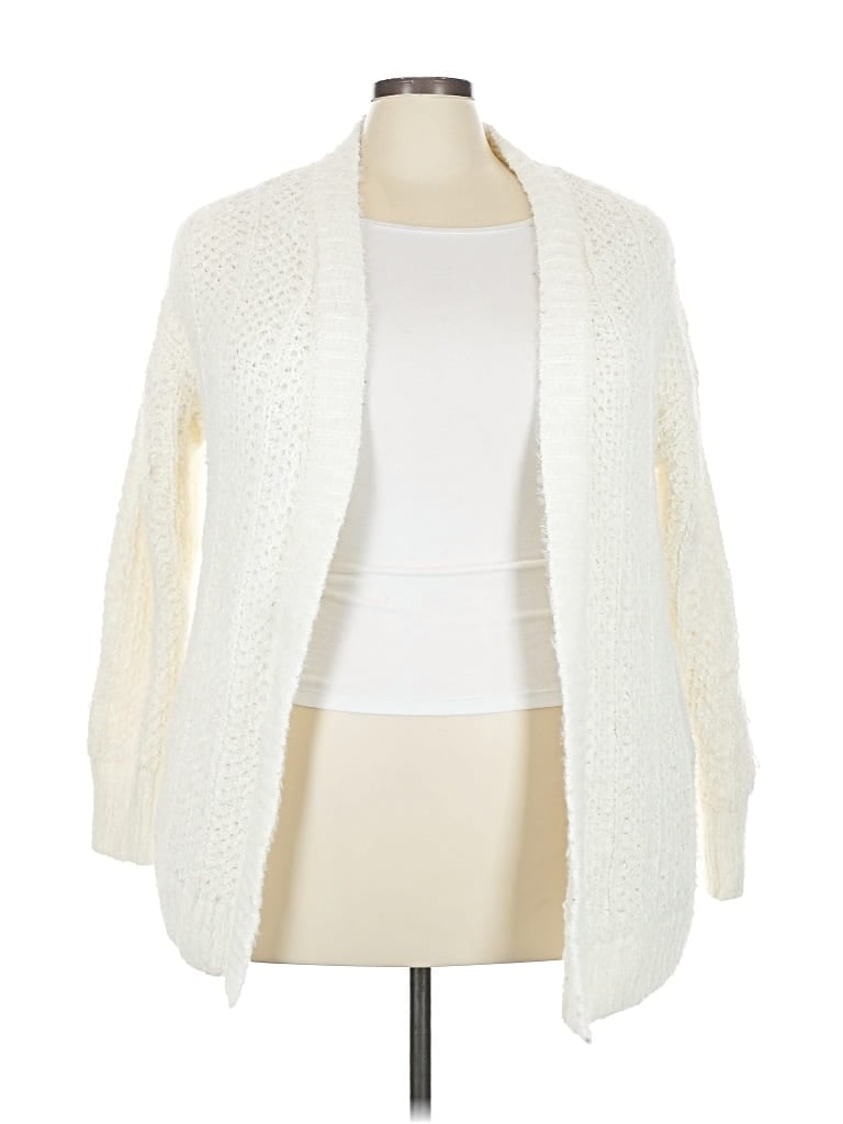 Pre-owned Lane Bryant Cardigan Sweater In White