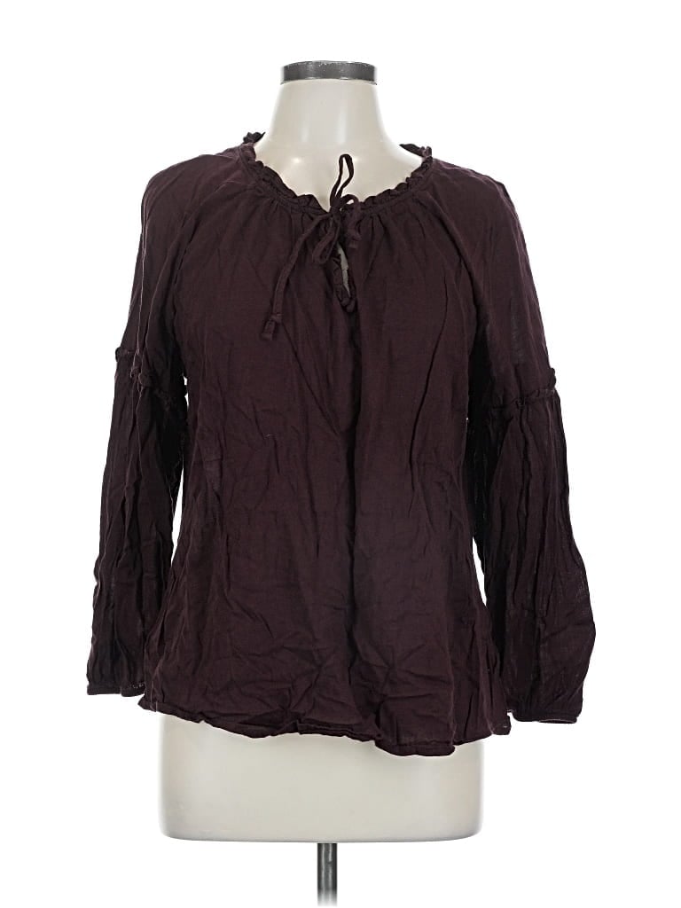 Pre-owned Old Navy Long Sleeve Blouse In Burgundy