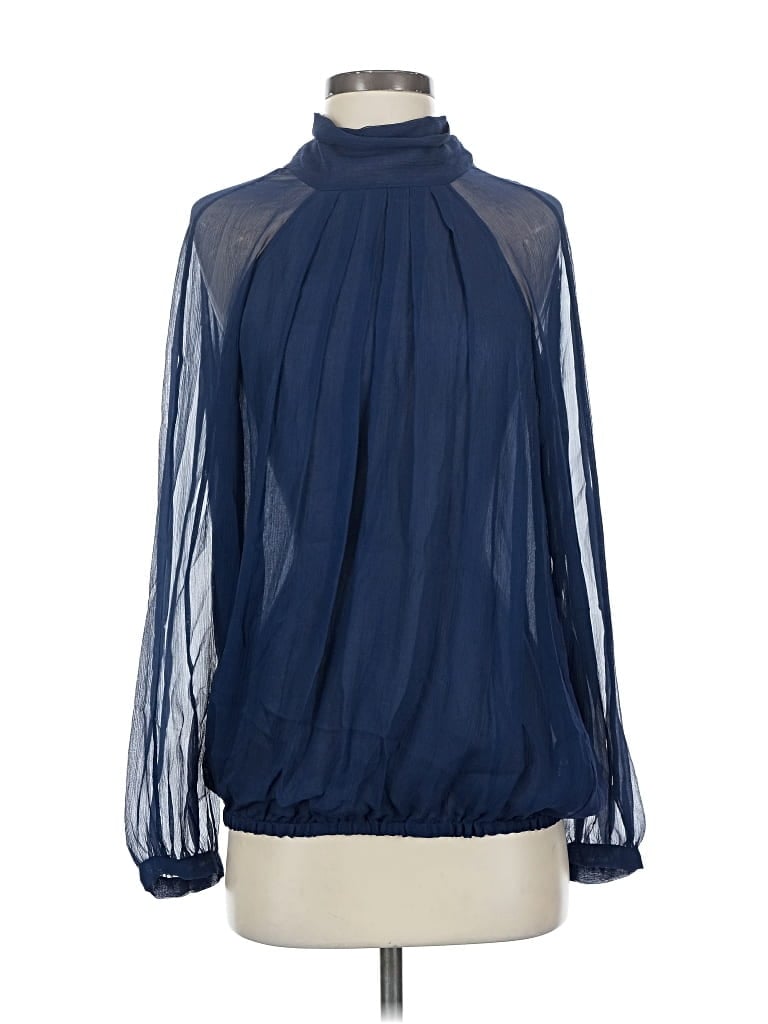 Pre-owned 7 For All Mankind Long Sleeve Blouse In Blue