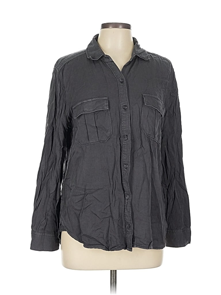 Pre-owned American Eagle Outfitters Long Sleeve Button Down Shirt In Gray