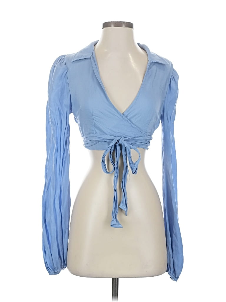 Pre-owned Fashion Nova Long Sleeve Blouse In Blue