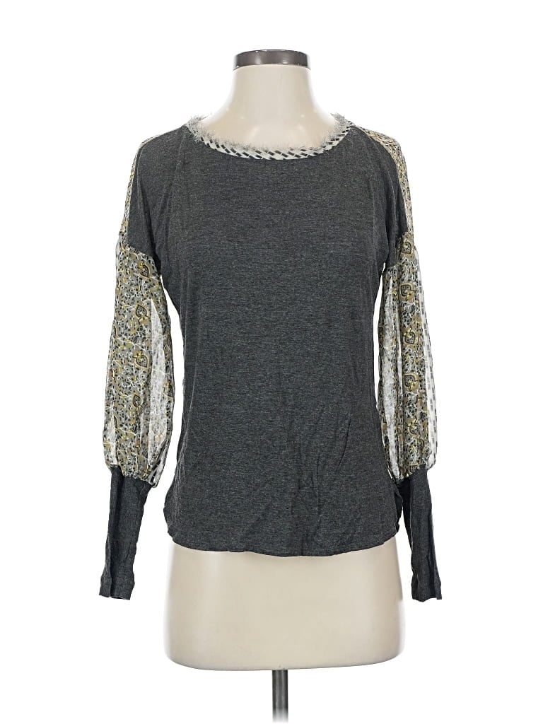 Pre-owned Tiny Long Sleeve Top Gray Crew Neck Tops