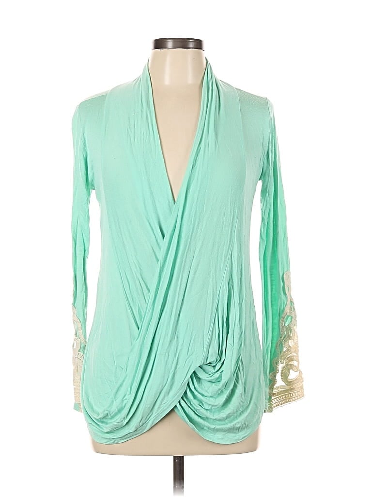 Pre-owned Sun & Moon Long Sleeve Blouse In Blue