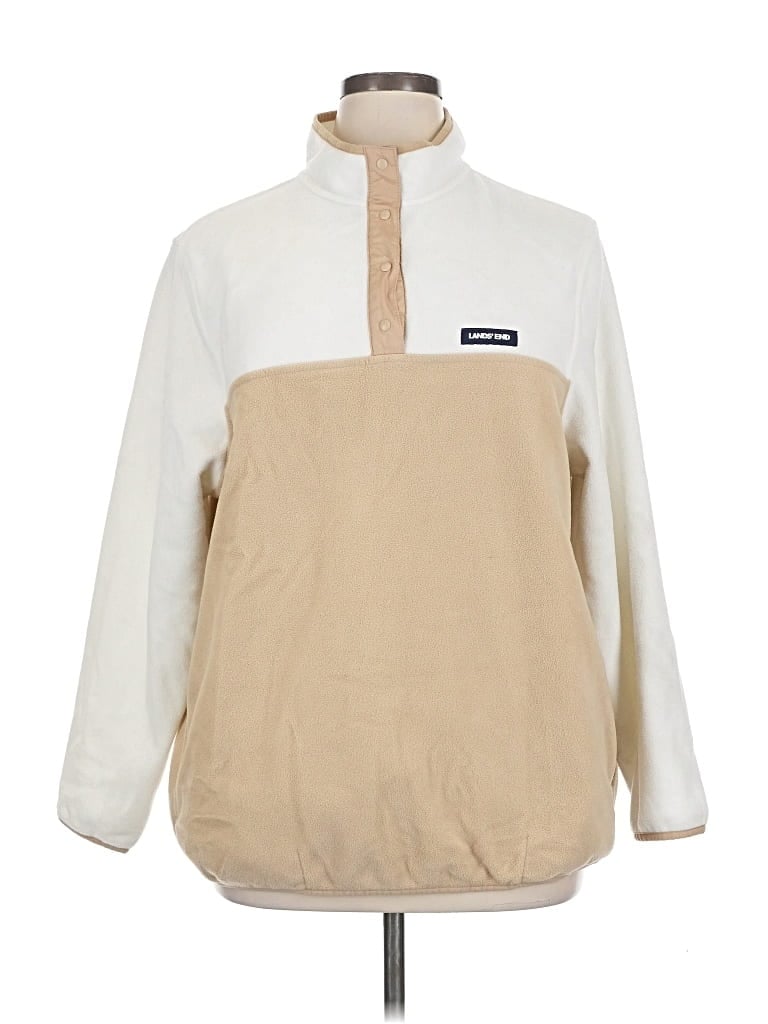 Pre-owned Lands' End Fleece Jacket In White