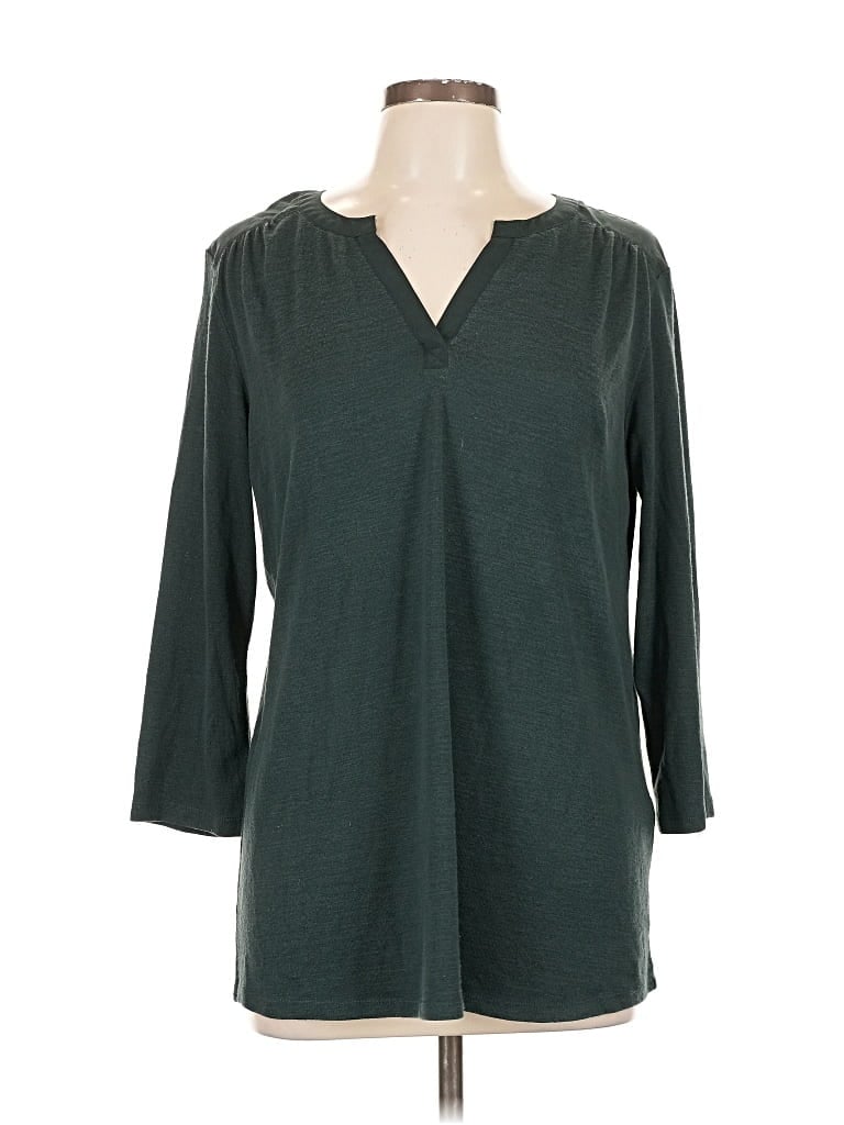 41HAWTHORN Pre-owned 3/4 Sleeve Top Green Open Neckline Tops