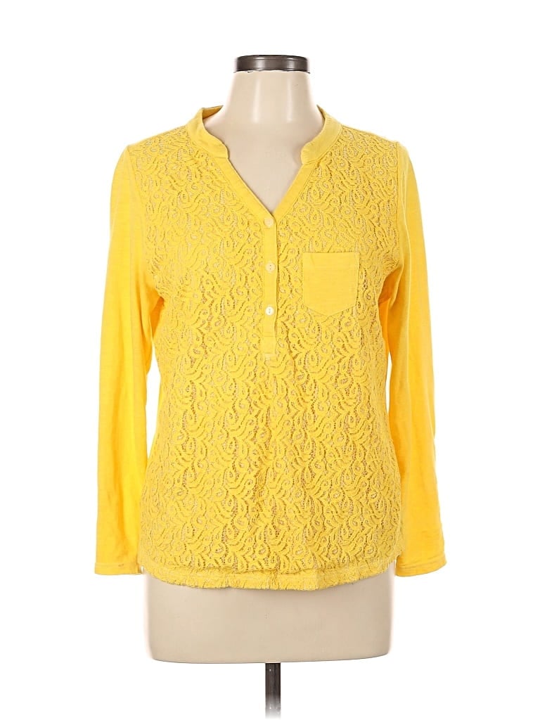 Pre-owned Nine West Long Sleeve Blouse In Yellow