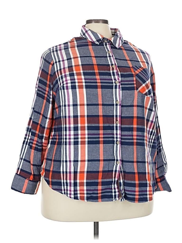 AVA & VIV Pre-owned 3/4 Sleeve Button Down Shirt In Blue