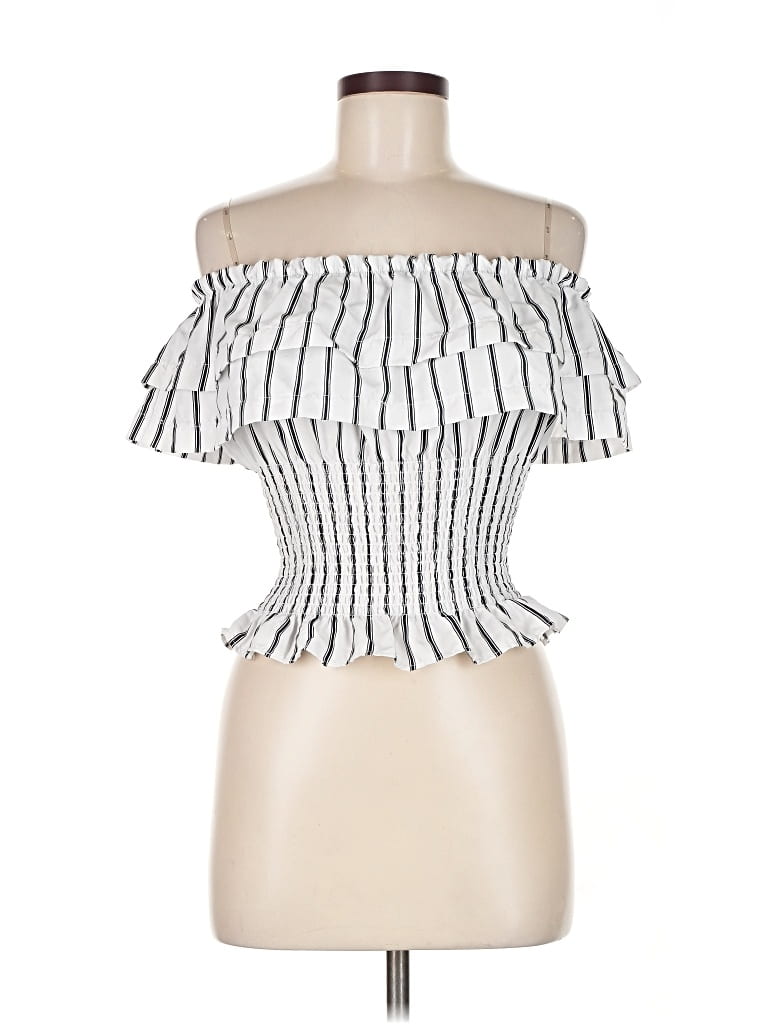 Pre-owned Iris Short Sleeve Top White Strapless Neckline Tops