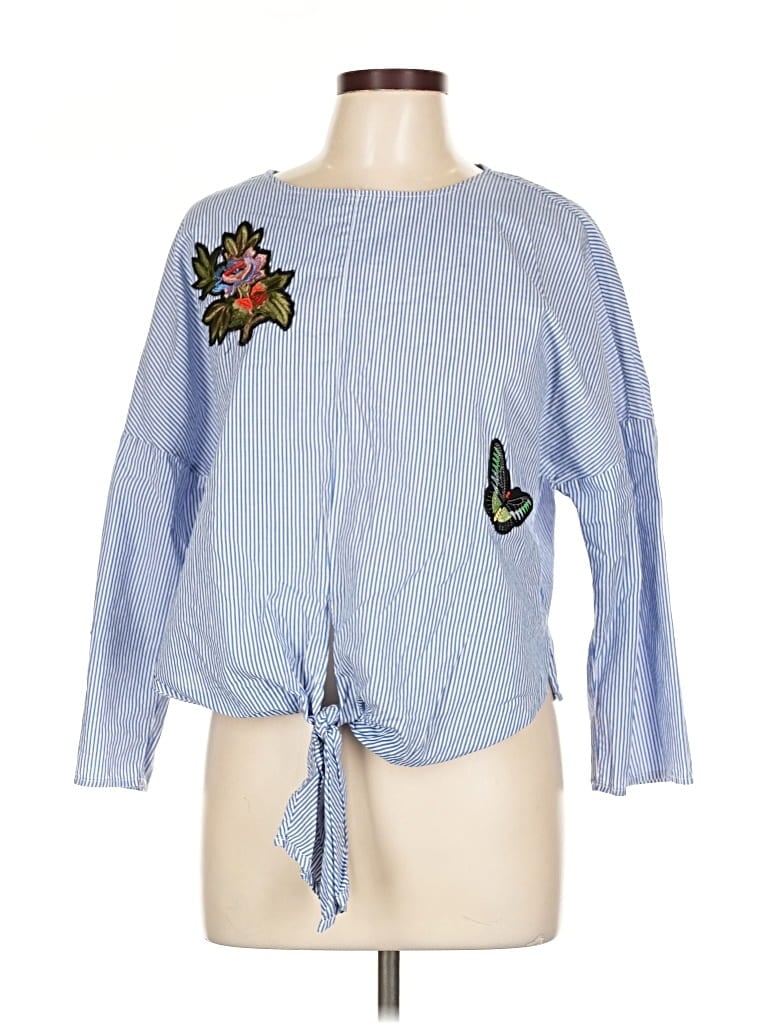 Pre-owned Saks Fifth Avenue 3/4 Sleeve Blouse In Blue