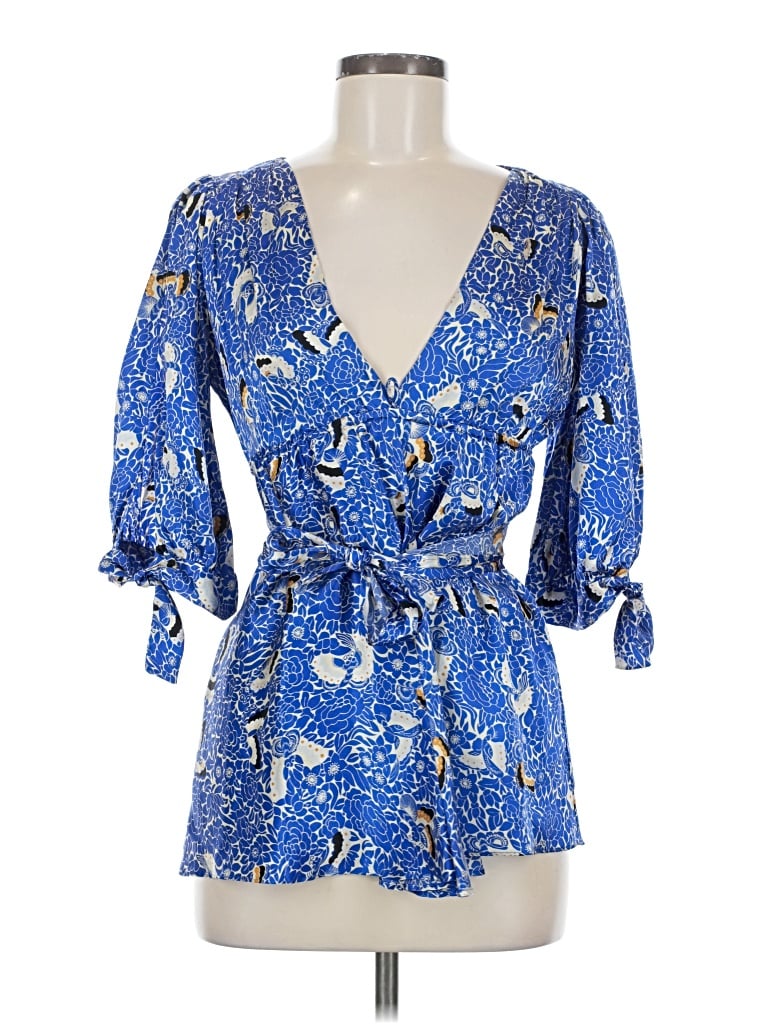 Pre-owned Amanda Uprichard 3/4 Sleeve Blouse In Blue