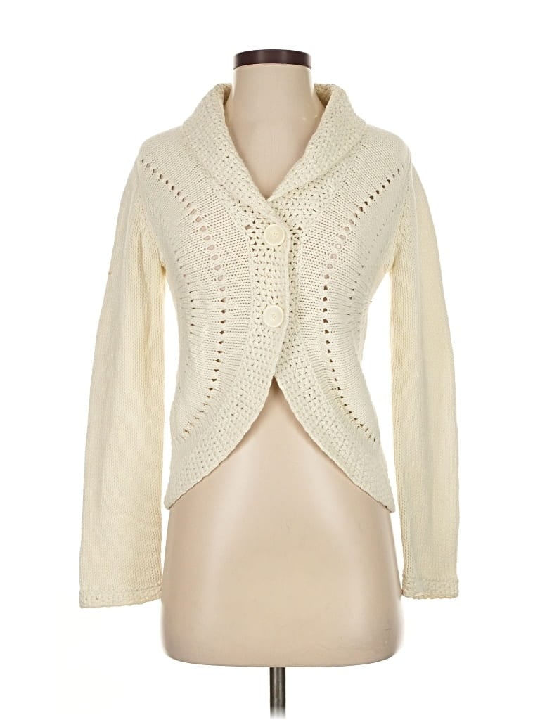 Pre-owned Context Cardigan Sweater In White