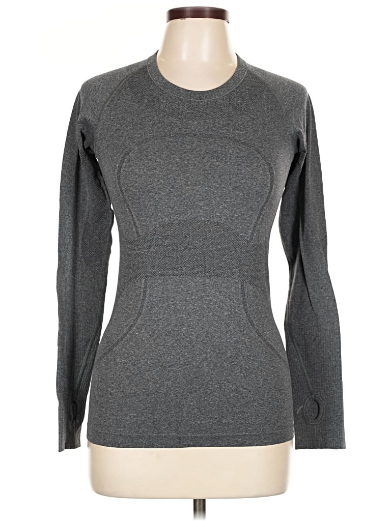 Pre-owned Lululemon Athletica Long Sleeve Top Gray Turtleneck Tops