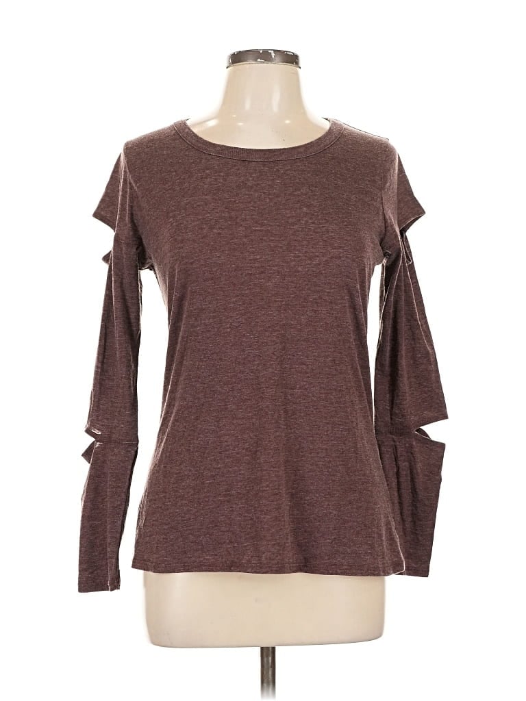 Pre-owned Chaser Long Sleeve Top Brown Keyhole Neckline Tops