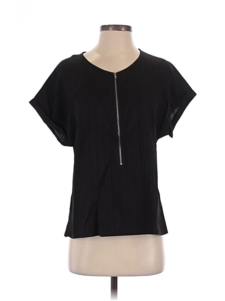 Pre-owned Shein Short Sleeve Blouse In Black