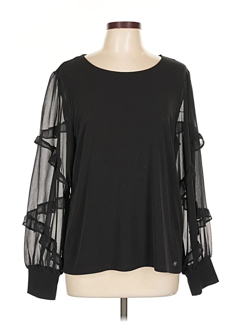 Pre-owned Calvin Klein Long Sleeve Blouse In Black