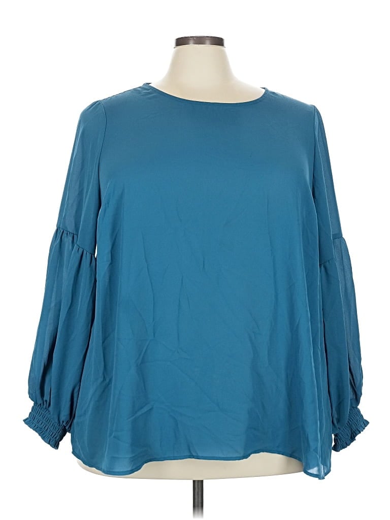 Pre-owned Torrid Long Sleeve Blouse In Blue