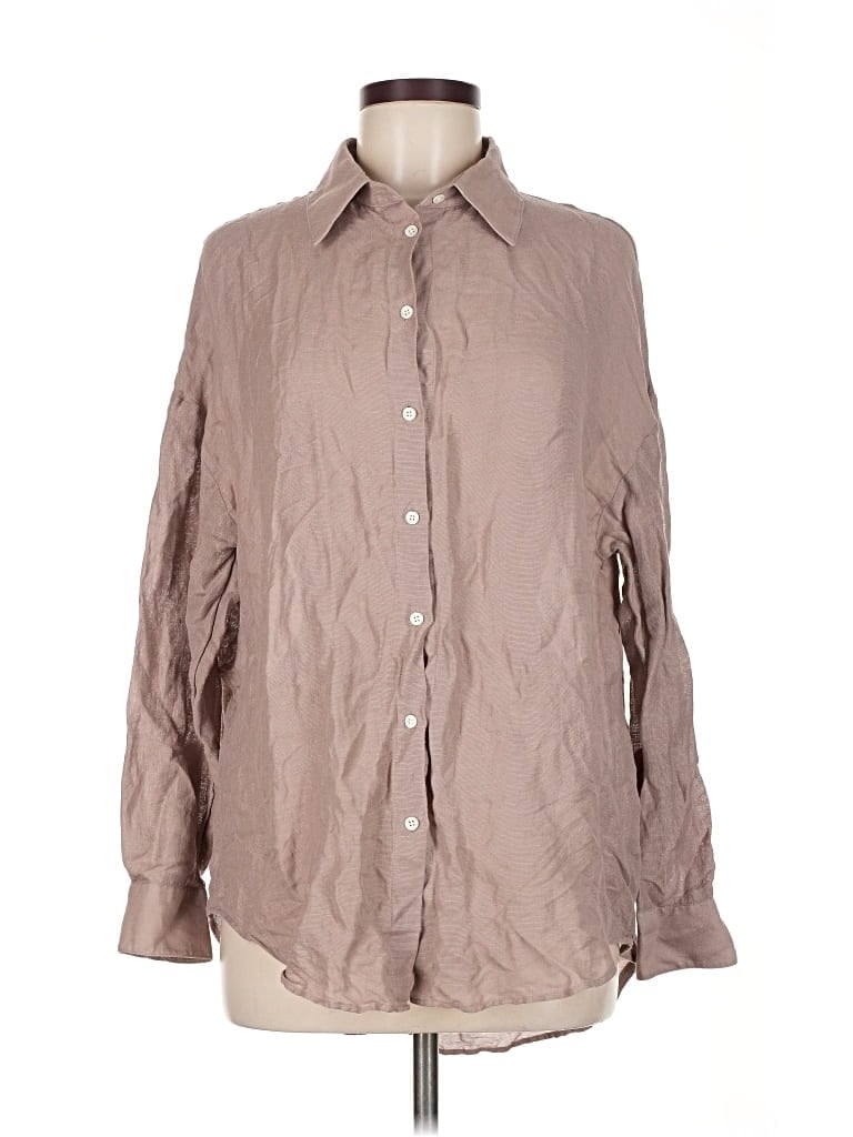 Pre-owned Reiss Long Sleeve Button Down Shirt In Brown