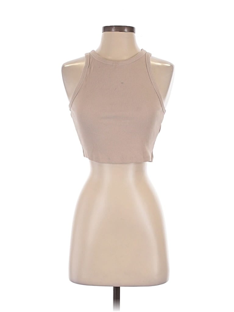 Pre-owned H&m Tank Top Tan Halter Neckline Tops In Brown