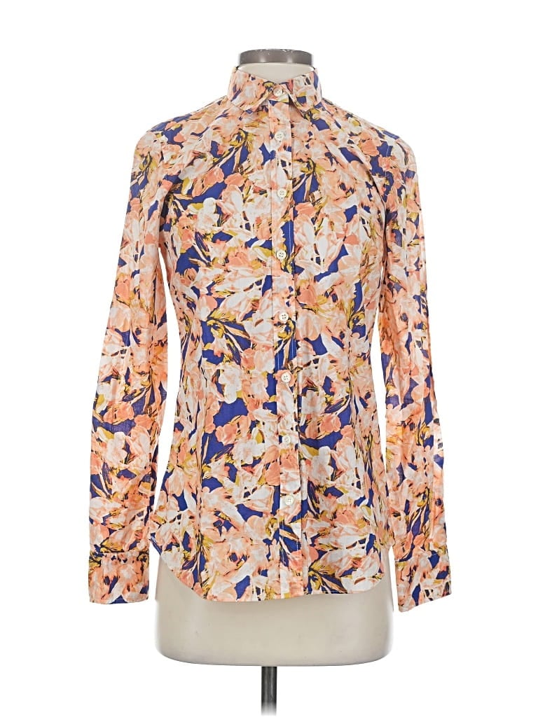 Pre-owned J.crew Factory Store Long Sleeve Blouse In Orange