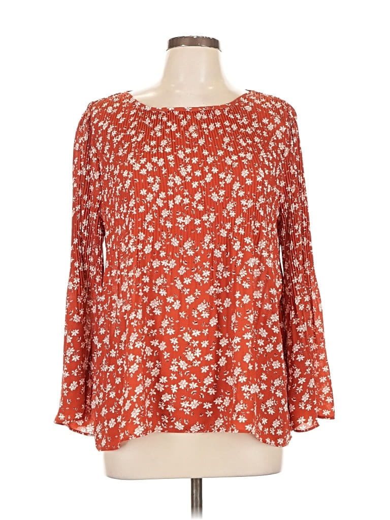 Pre-owned Max Studio Long Sleeve Blouse In Red