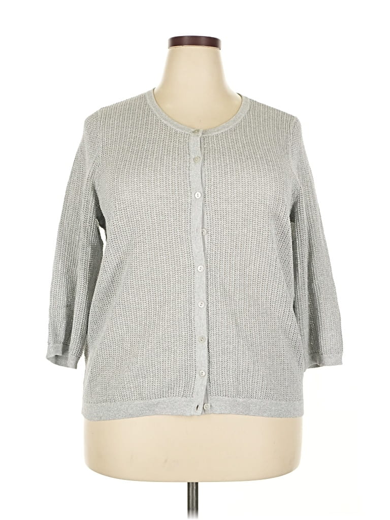 Pre-owned Talbots Cardigan Sweater In Gray