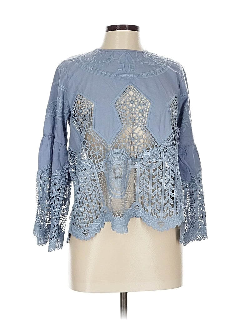 Pre-owned Altar'd State 3/4 Sleeve Blouse In Blue