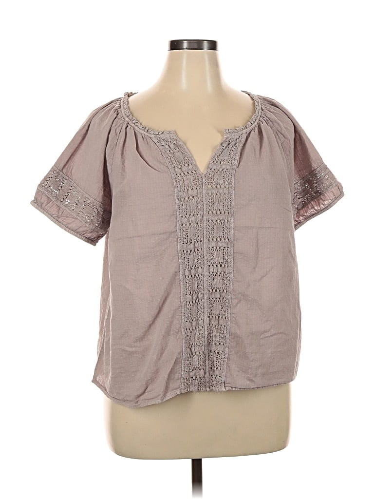 Pre-owned Lucky Brand Short Sleeve Blouse In Gray