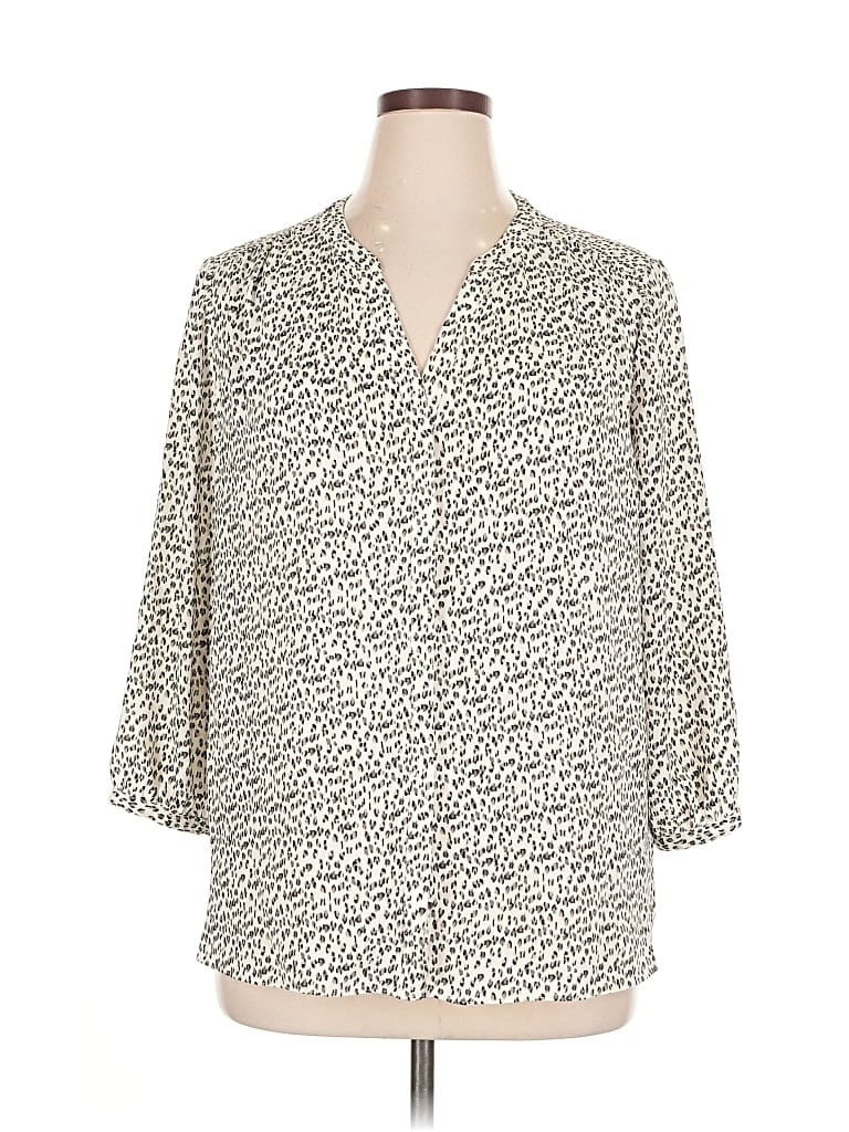 Pre-owned Nydj 3/4 Sleeve Blouse In White