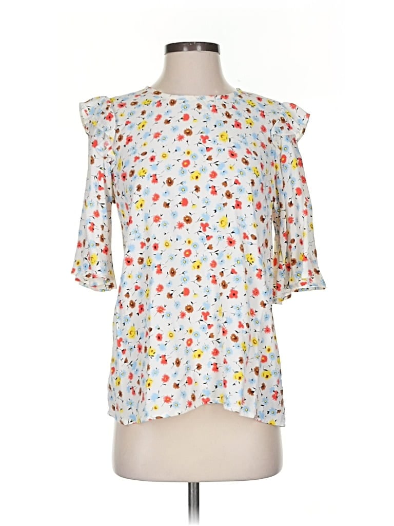 Pre-owned Ann Taylor Factory 3/4 Sleeve Blouse In White