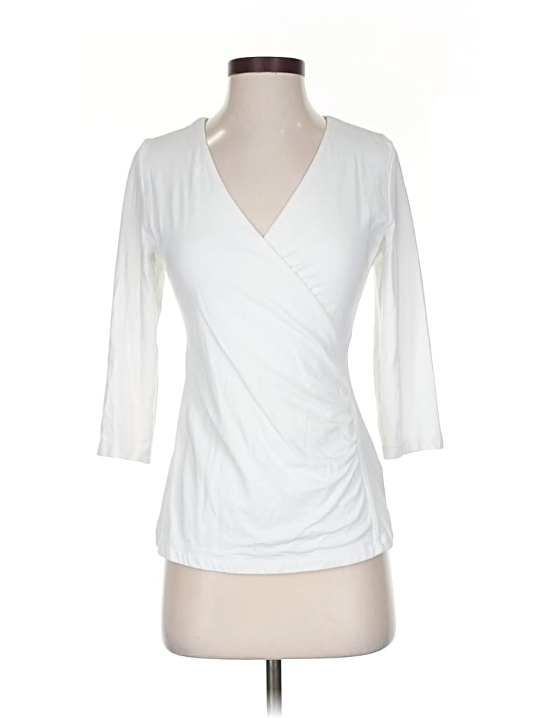 Pre-owned Soft Surroundings 3/4 Sleeve Top White V Neck Tops