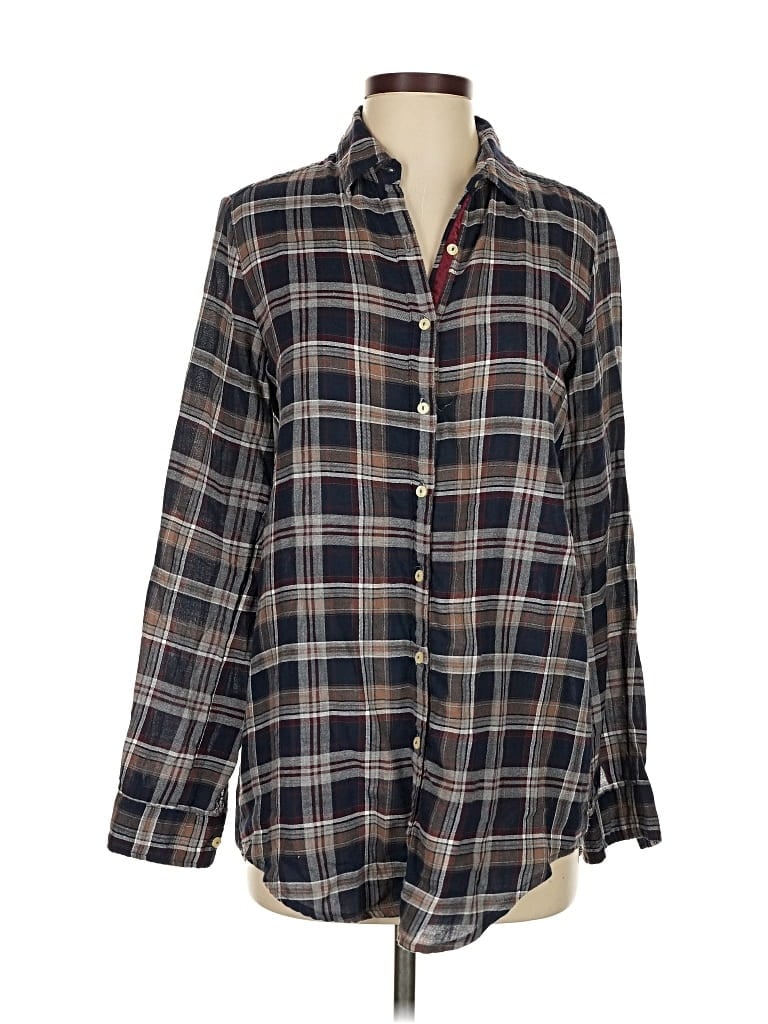 Pre-owned Johnny Was Long Sleeve Button Down Shirt In Gray