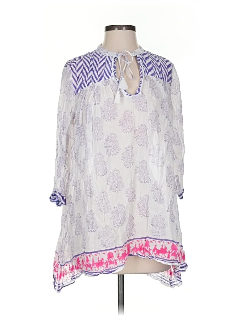 Pre-owned Roberta Roller Rabbit 3/4 Sleeve Blouse In White