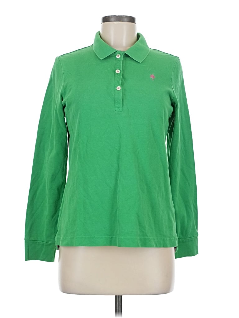 Pre-owned Lilly Pulitzer Long Sleeve Polo Shirt In Green